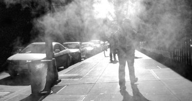 man confused in smoke